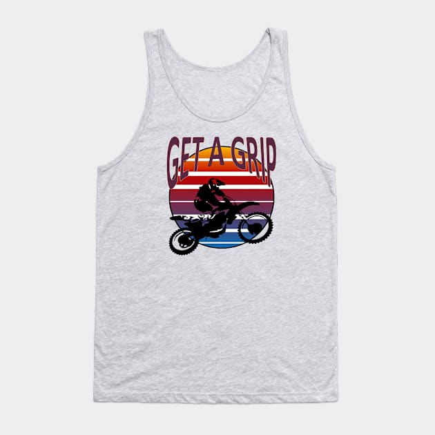 Get A Grip Dirt Bike Retro Sunset Art Tank Top by taiche